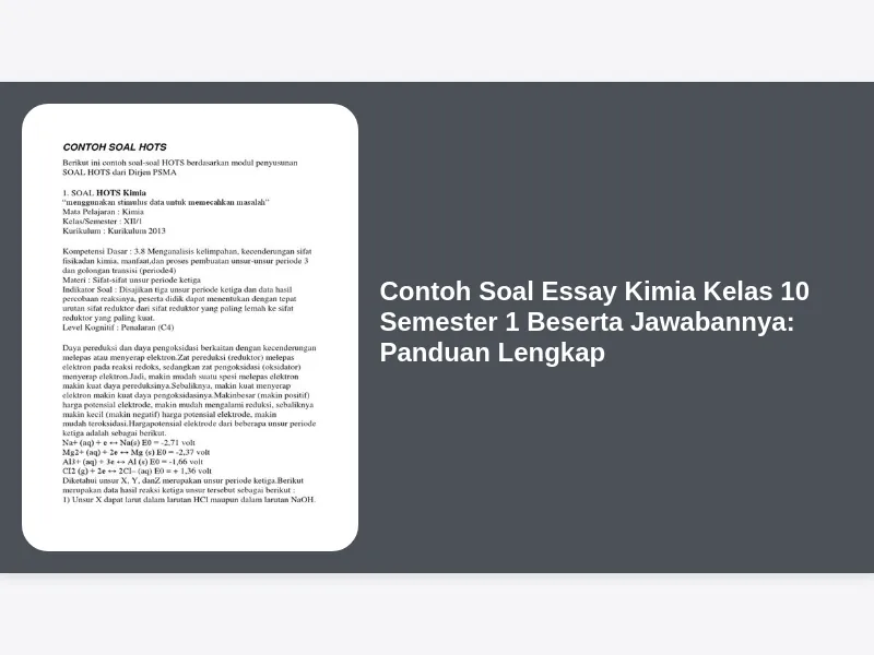Contoh Soal Essay Kimia Kelas 10 Semester 1 Beserta Jawabannya Panduan