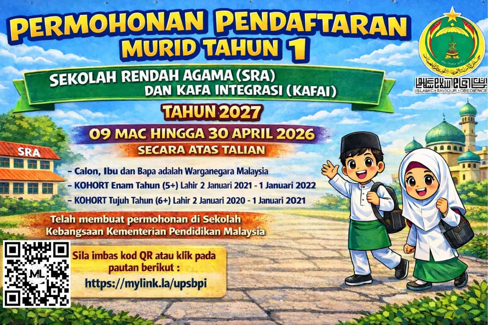 Permohonan Tahun 1 SRA KAFAI Negeri Selangor 2027 Permohonan Tahun 1 SRA KAFAI Negeri Selangor 2027